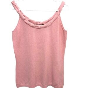 Vittadini Super Soft Pure Cashmere Blush Pink Sleeveless Tank LARGE MSRP $198